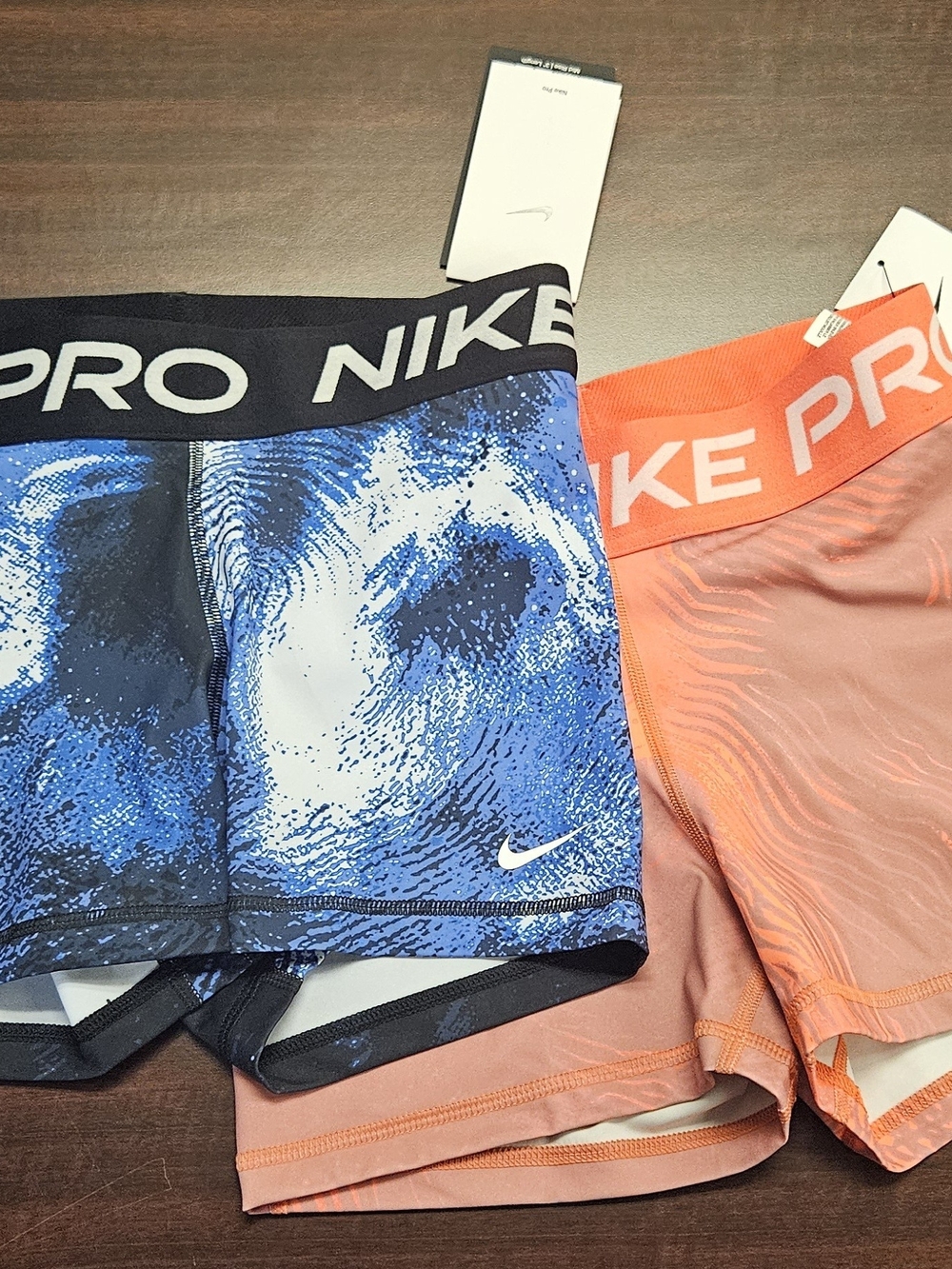 Nike Pro Women Compression 3" Shorts Duo - Blue Wave & Coral Orange
